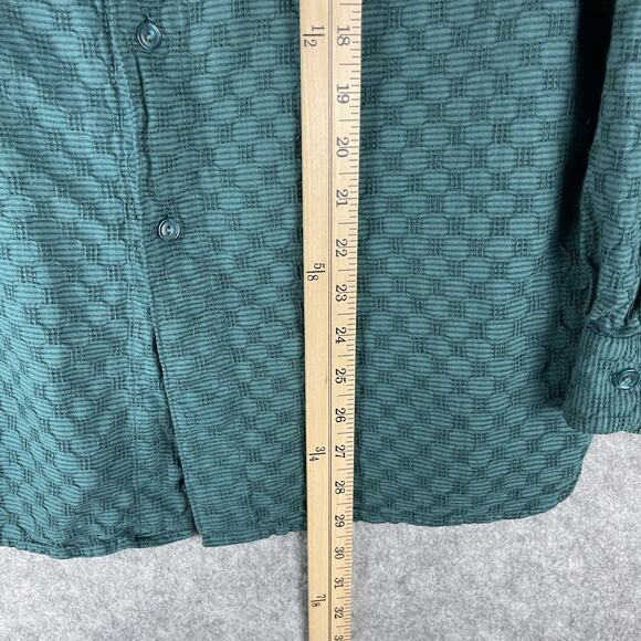 Vintage Guess Georges Marciano Shirt Mens 2 Green Textured Button Up 80s USA - Picture 10 of 15